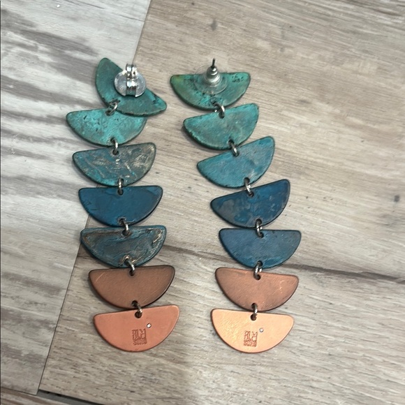 Robert Lee Morris Vibrant Green and Blue Butterfly Earrings - Picture 2 of 3